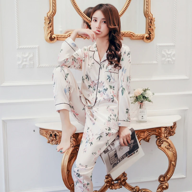 Women Pajamas Set Sleepwear Winter Long Sleeve Mujer Pijamas Nuisette Sexy Lingerie Nightwear Silk Satin Pyjamas pjs Suit 2Pcs
Women Pajamas Set Sleepwear Winter Long Sleeve Mujer Pijamas Nuisette Sexy Lingerie Nightwear Silk Satin Pyjamas pjs Suit 2Pcs