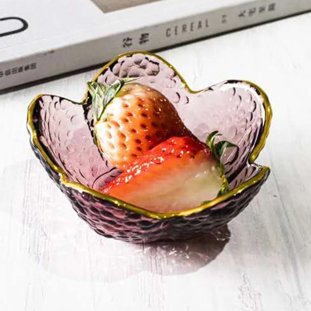 

2021 New Cherry Blossoms Seasoning Plate Small Glass Dish Nodic Gold Inlay Sauce Bowl For Ice Cream Fruit Sala Kitchen Supplies