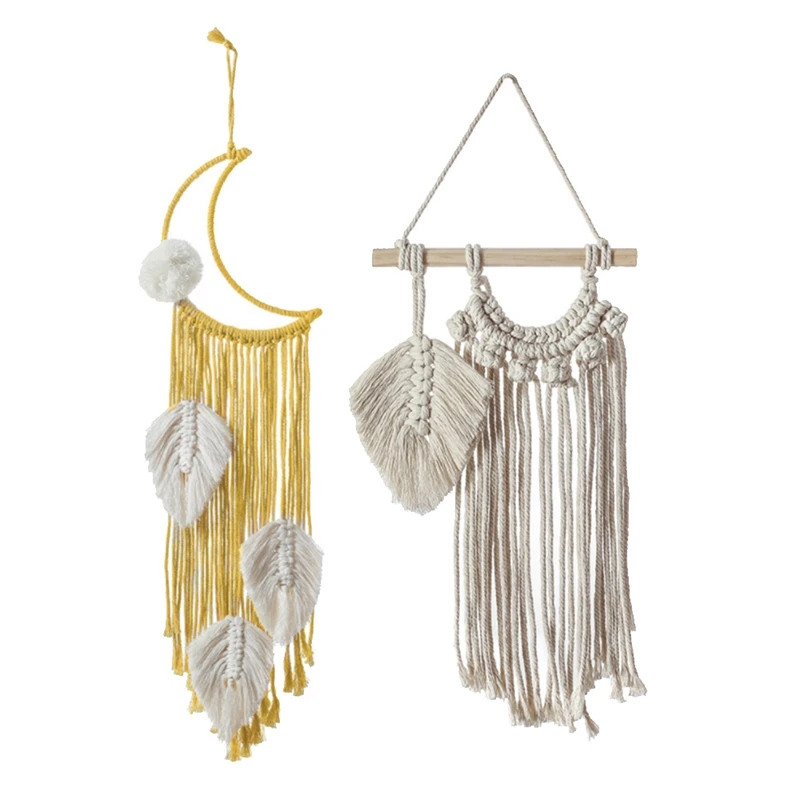 Dream Catcher Boho Moon Tapestry Macrame Wall Hanging Hand-Woven Leaves Tapestry Room Ornament Home Wedding Decor,2 Pcs
Dream Catcher Boho Moon Tapestry Macrame Wall Hanging Hand-Woven Leaves Tapestry Room Ornament Home Wedding Decor,2 Pcs