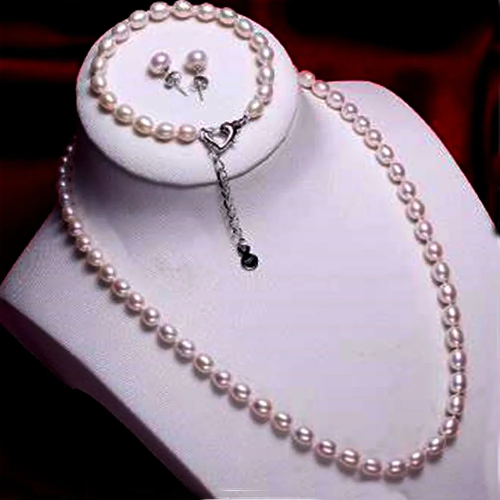 Фото Женский жемчужный комплект ювелирных изделий YKNRBPH ожерелье/серьги/браслет