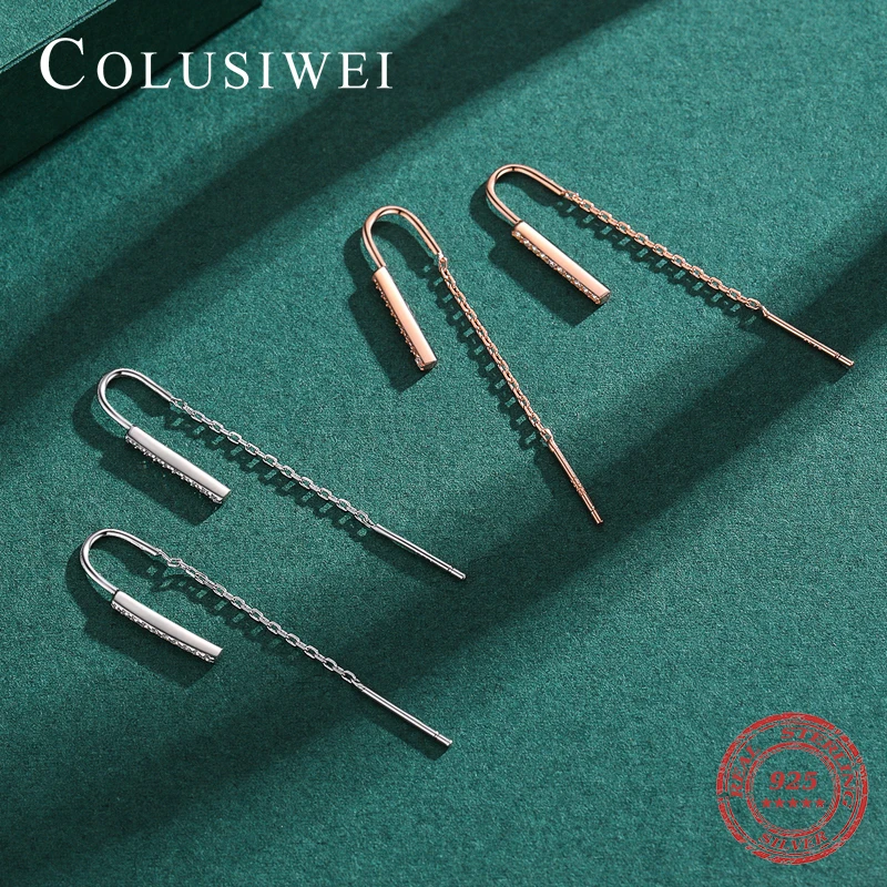Colusiwei Chain Drop Earrings Shining Clear CZ Short Stick 925 Sterling Silver Earrings for Women Girl Minimalist Party Jewelry
Colusiwei Chain Drop Earrings Shining Clear CZ Short Stick 925 Sterling Silver Earrings for Women Girl Minimalist Party Jewelry