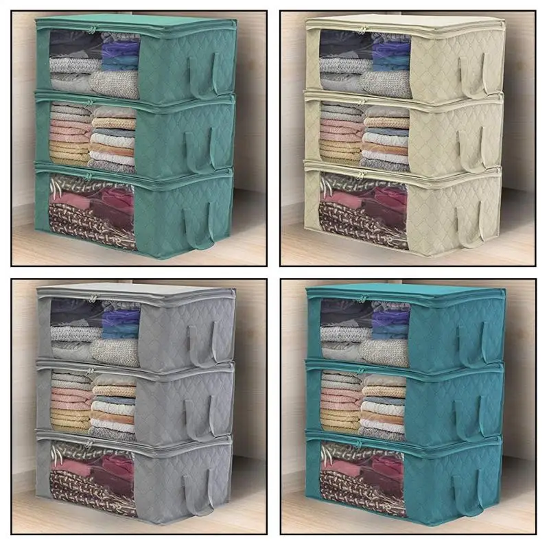 Practical Clothing Organizer Storage Bag Folding Non Woven Clear Window Clothes Blanket Quilt Closet Organizer Boxes Wholesale 
Practical Clothing Organizer Storage Bag Folding Non Woven Clear Window Clothes Blanket Quilt Closet Organizer Boxes Wholesale