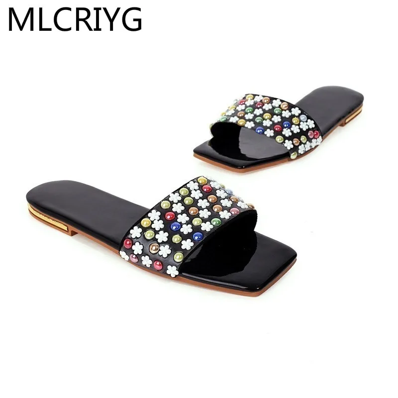 2021 Women's Shoes Summer Flowers Beaded Open Toe Comfortable Cool Casual Beach Shoes Flat Slippers Women's Candy Color Slippers
2021 Women's Shoes Summer Flowers Beaded Open Toe Comfortable Cool Casual Beach Shoes Flat Slippers Women's Candy Color Slippers