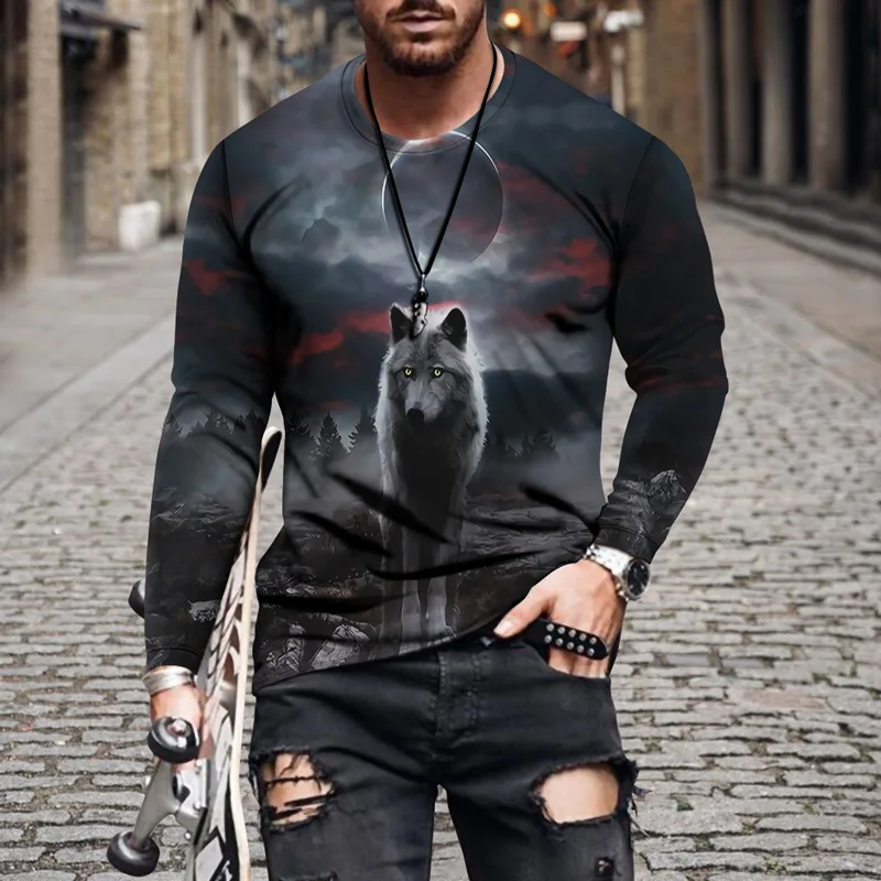 New men's autumn and winter loose casual fashion round neck fashion color matching animal print long-sleeved T-shirt
New men's autumn and winter loose casual fashion round neck fashion color matching animal print long-sleeved T-shirt