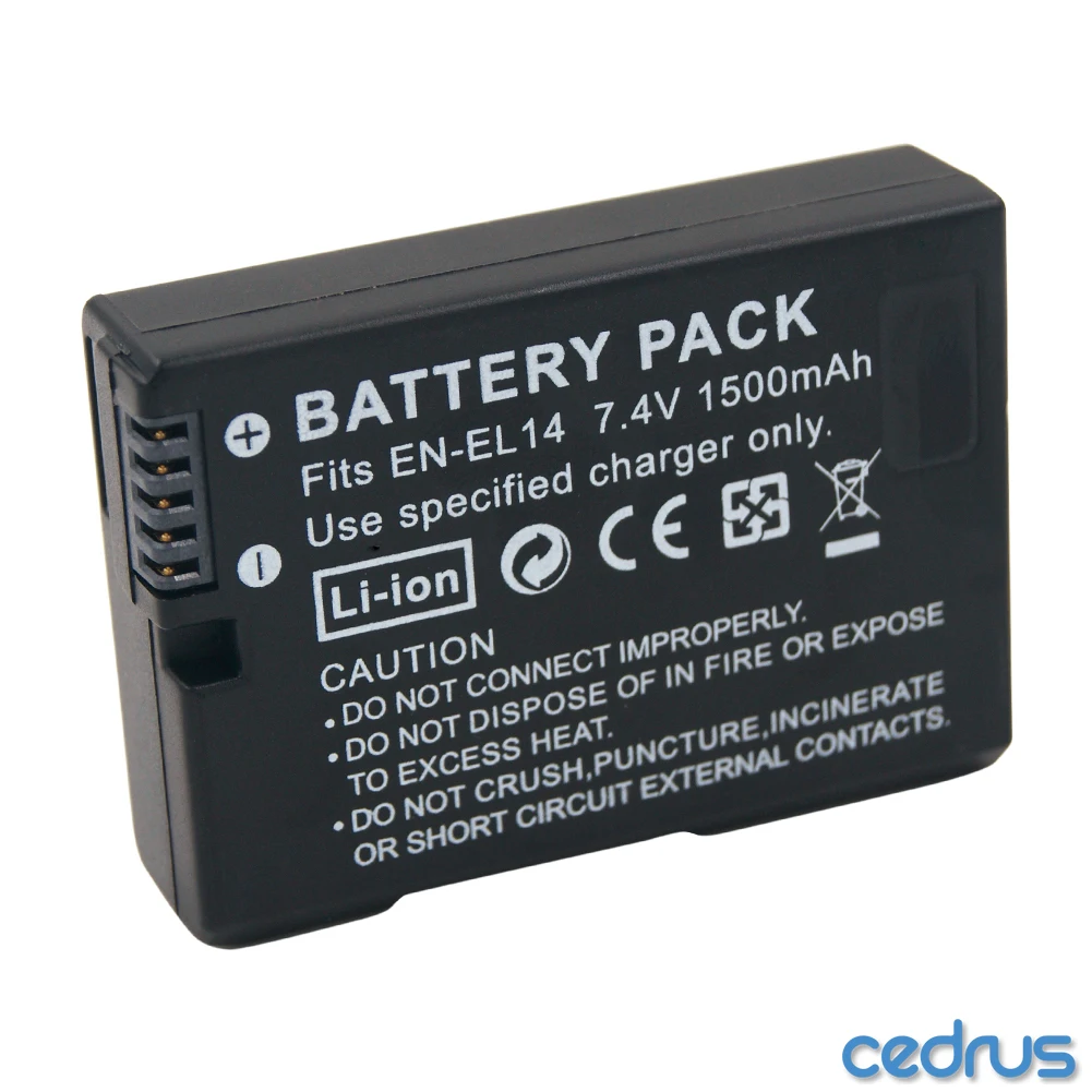 EN-EL14 enel14 Camera Rechargeable Battery 7.4V 1500mAh Li-ion for Nikon D3100 D3200 D5100 D5200 D5300 P7100 P7800 EN-EL14A 
EN-EL14 enel14 Camera Rechargeable Battery 7.4V 1500mAh Li-ion for Nikon D3100 D3200 D5100 D5200 D5300 P7100 P7800 EN-EL14A