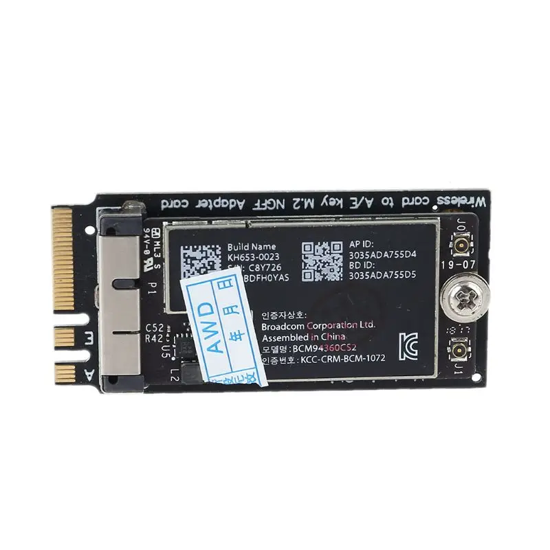 802.11AC BCM94360CS2 Airport Wireless WiFi Card 867Mbps WLAN Card Bluetooth 4.0+NGFF M.2 Adapter for PC Computer 
802.11AC BCM94360CS2 Airport Wireless WiFi Card 867Mbps WLAN Card Bluetooth 4.0+NGFF M.2 Adapter for PC Computer