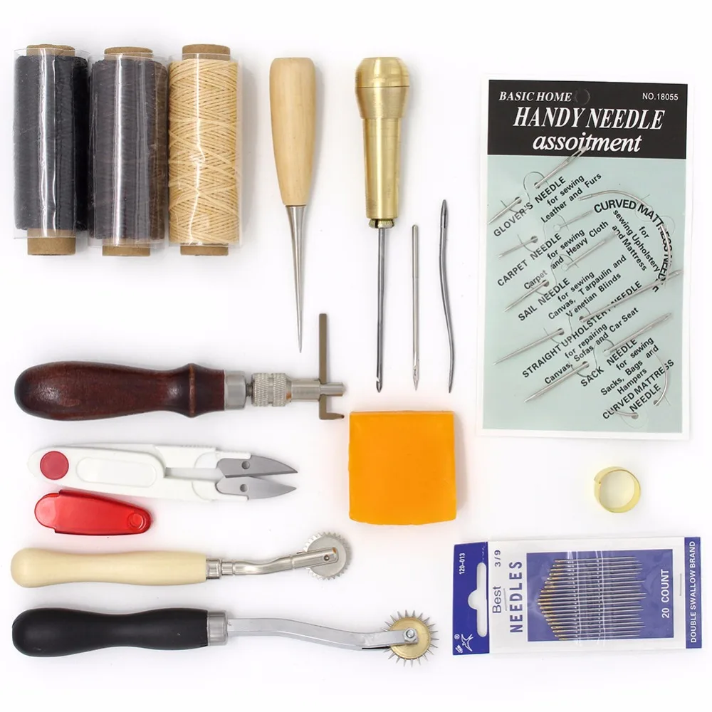 Набор инструментов для резьбы по коже нож пробивания отверстий резки ручная игла