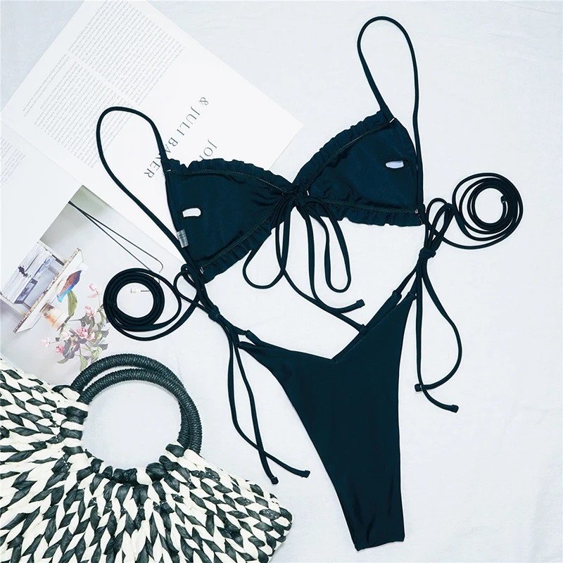 Light Green Pleated Swimsuit Lace Two-Piece Thong Low-Waist Bikini Lace-Up Side Straps Push Up Swimwear
Light Green Pleated Swimsuit Lace Two-Piece Thong Low-Waist Bikini Lace-Up Side Straps Push Up Swimwear