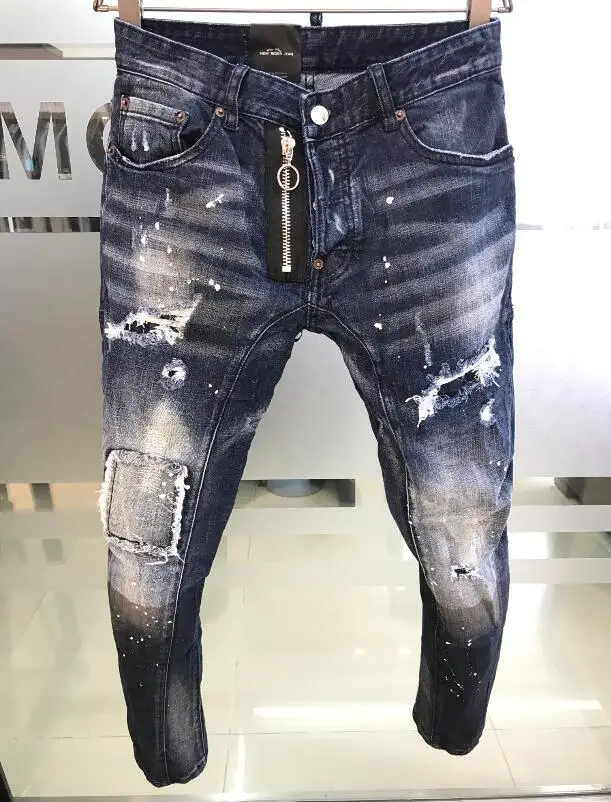 Original classic Dsquared2 New Men's Jeans With Ripped Holes And elastic Paint Spray Blue Stitching Beggar Pants clothes
Original classic Dsquared2 New Men's Jeans With Ripped Holes And elastic Paint Spray Blue Stitching Beggar Pants clothes