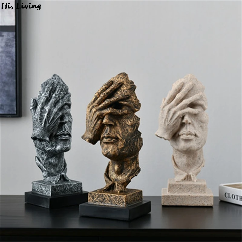 Silver Resin Silence Is Gold Mask Statue Abstract Ornaments Office Home Decoration Retro Statuettes Sculpture Modern Craft Gift
Silver Resin Silence Is Gold Mask Statue Abstract Ornaments Office Home Decoration Retro Statuettes Sculpture Modern Craft Gift