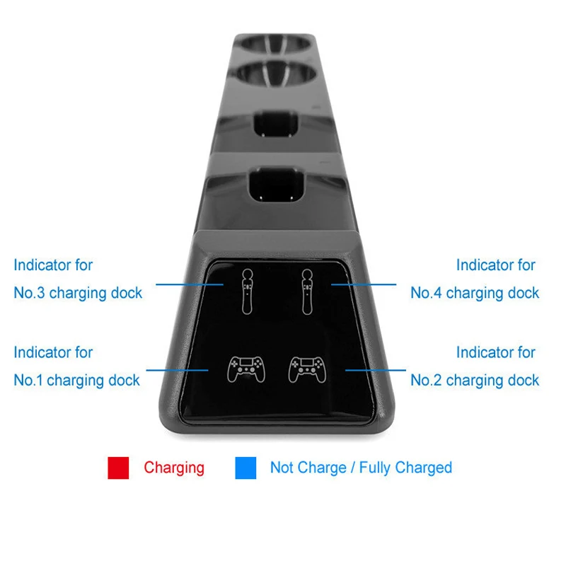 Зарядная док-станция 4-в-1 для контроллеров PS Move Motion и PS4 Playstation 4 Slim Pro со