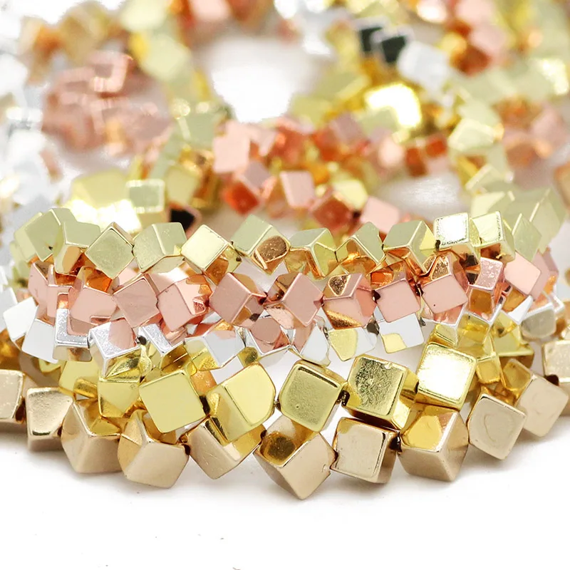 Natural Stone Gold Color Diagonal Square Cube Hematite Spacer 4/6MM Loose Beads For Jewelry Making DIY Bracelet Findings
Natural Stone Gold Color Diagonal Square Cube Hematite Spacer 4/6MM Loose Beads For Jewelry Making DIY Bracelet Findings