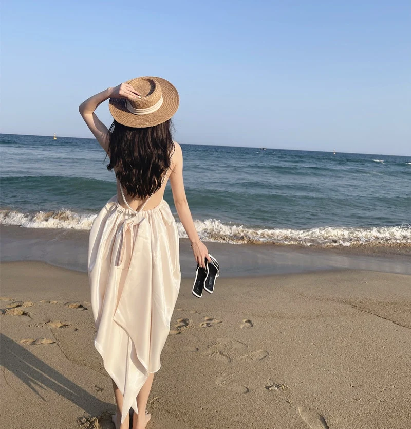 Sexy Backless Holiday Dress Summer Solid High Waist Sweet Sleeveless Beach Dresses New 2021 Party vestido de mujer
Sexy Backless Holiday Dress Summer Solid High Waist Sweet Sleeveless Beach Dresses New 2021 Party vestido de mujer