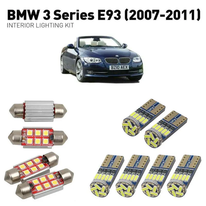 Led interior lights For BMW 3 series E93 2007-2011 15pc Led Lights For Cars lighting kit automotive bulbs Canbus Error Free 
Led interior lights For BMW 3 series E93 2007-2011 15pc Led Lights For Cars lighting kit automotive bulbs Canbus Error Free