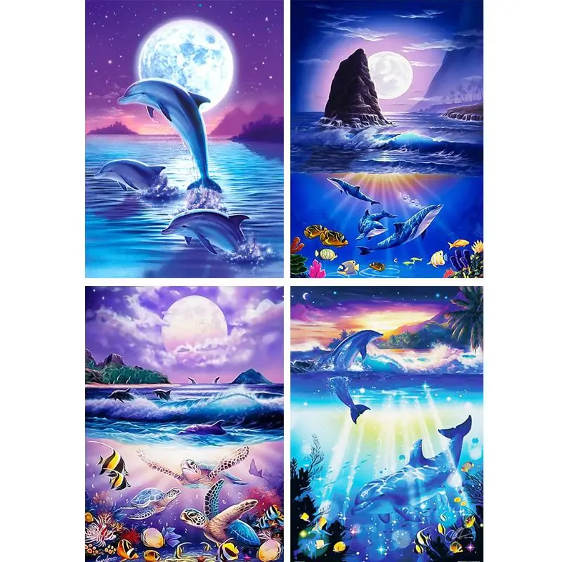 4 Pack Dolphin 5D DIY Diamond Painting Full Drill Rhinestone Embroidery Decor 
4 Pack Dolphin 5D DIY Diamond Painting Full Drill Rhinestone Embroidery Decor