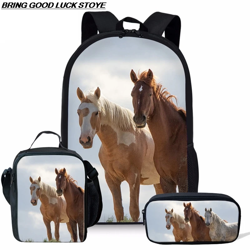 Creative schoolbag Student Backpack schoolbag School Backpack fashion 3D Mustang print leisure children's schoolbag 3 pieces/set
Creative schoolbag Student Backpack schoolbag School Backpack fashion 3D Mustang print leisure children's schoolbag 3 pieces/set