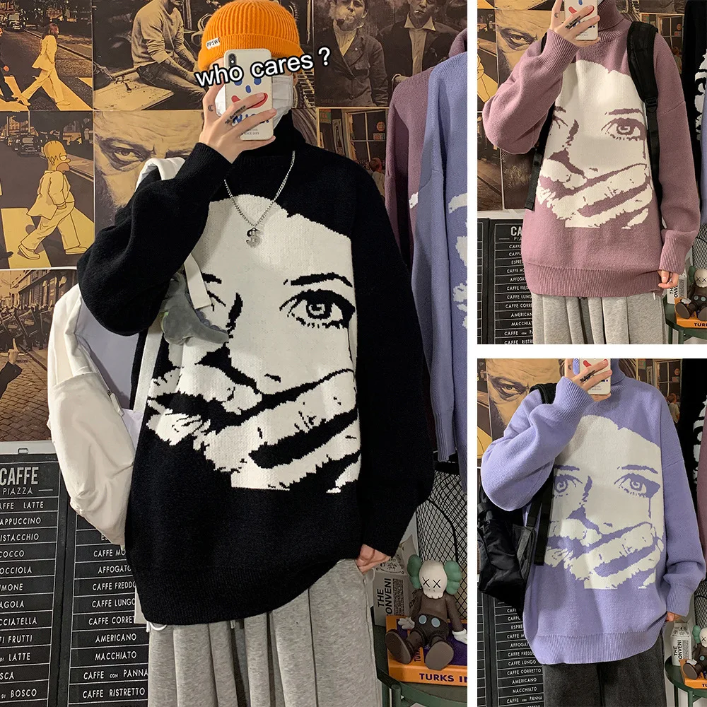 Men's Clothing Women's Sweater Loose Size Couple Turtleneck Large Cartoon Flower Sweater Men's and Women's Warm Sweater
Men's Clothing Women's Sweater Loose Size Couple Turtleneck Large Cartoon Flower Sweater Men's and Women's Warm Sweater