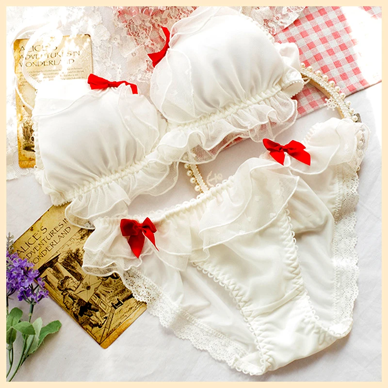 Lace Ruffles Women Lingerie Japanese Girls Fresh Sweet Lolita Underwear Woman Wire Free Soft Bras Briefs Set Women Inmates
Lace Ruffles Women Lingerie Japanese Girls Fresh Sweet Lolita Underwear Woman Wire Free Soft Bras Briefs Set Women Inmates