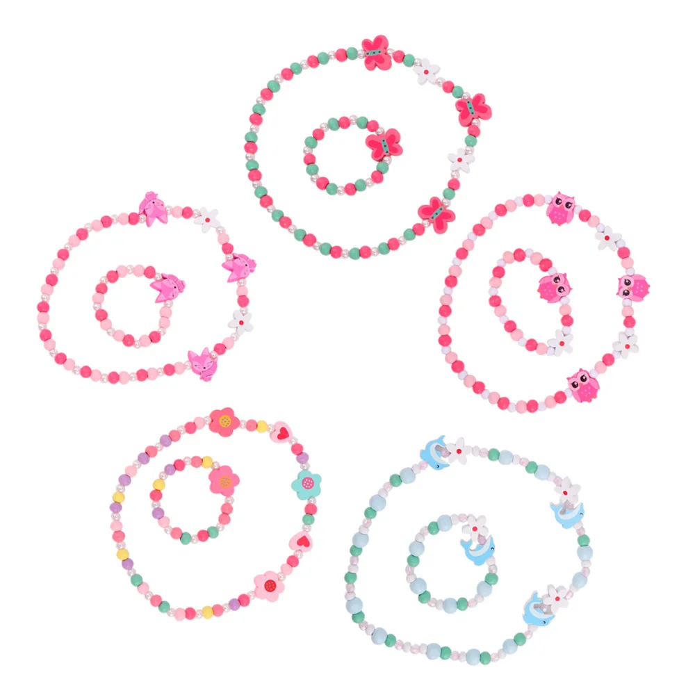 5 Sets Kids Cartoon Beads Necklace Bracelet Set Adorable Jewelry Set Necklace and Bracelet Gift for Birthday Party
5 Sets Kids Cartoon Beads Necklace Bracelet Set Adorable Jewelry Set Necklace and Bracelet Gift for Birthday Party