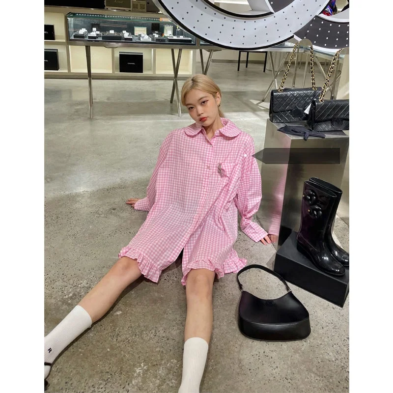 Plaid Women's Dress Summer Kawaii Home Clothes Negligee Korean Peignoir Long Sleeve Pink Plaid Room Wear Long Sleeve Fashion
Plaid Women's Dress Summer Kawaii Home Clothes Negligee Korean Peignoir Long Sleeve Pink Plaid Room Wear Long Sleeve Fashion