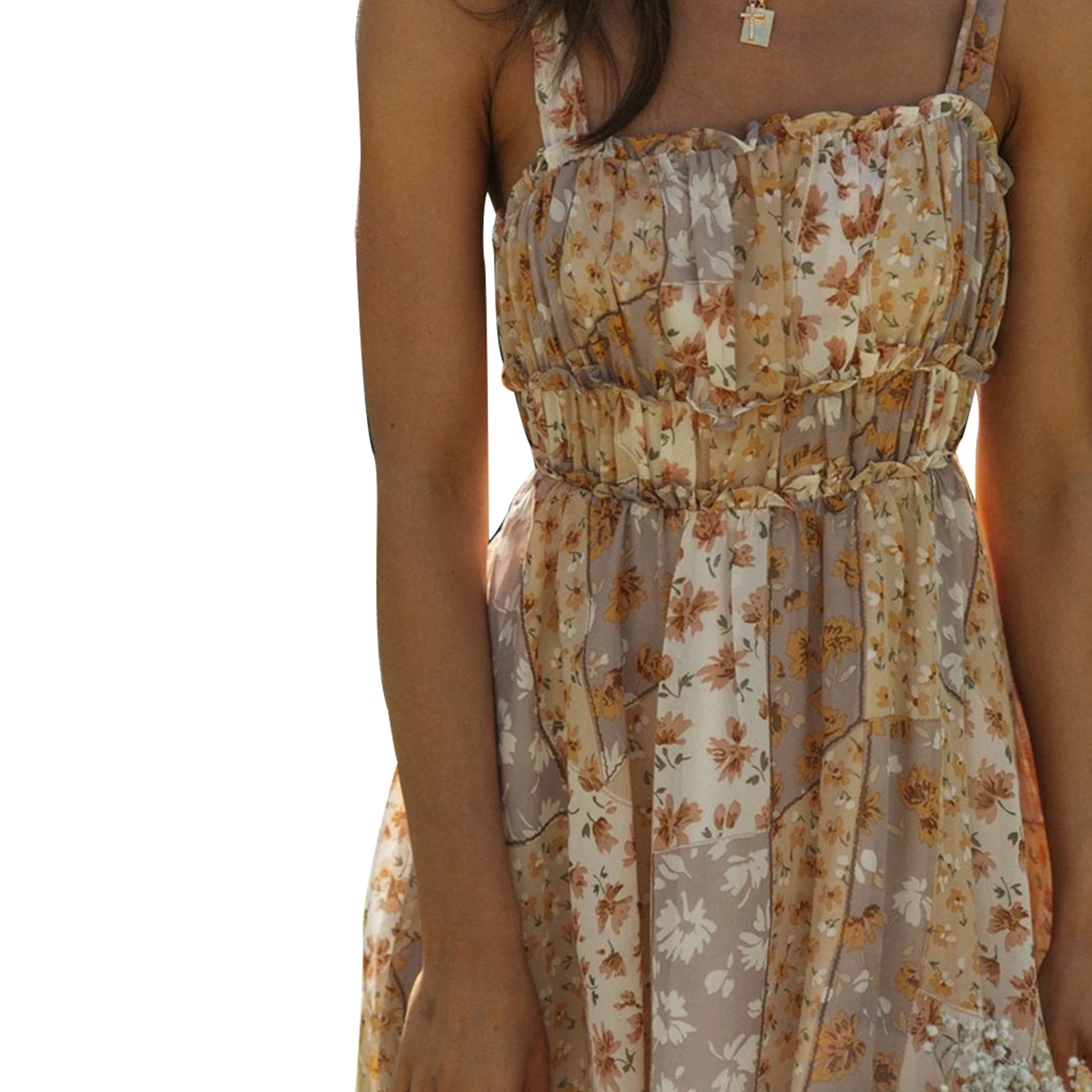 Women's Dress Floral Printing Irregular Pattern Camisole Frenulum Shoulder Skirt for Female
Women's Dress Floral Printing Irregular Pattern Camisole Frenulum Shoulder Skirt for Female