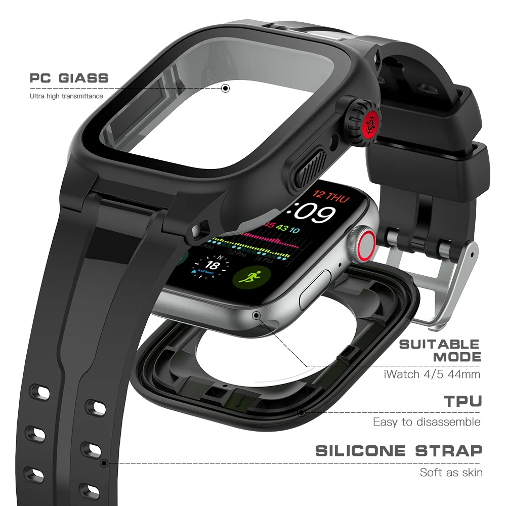 IP68 Waterproof Full Protective Case+Silicone Strap for Apple Watch Band Series SE 6 5 4 3 2 Sport Cover Set for iWatch 42/44MM
IP68 Waterproof Full Protective Case+Silicone Strap for Apple Watch Band Series SE 6 5 4 3 2 Sport Cover Set for iWatch 42/44MM
