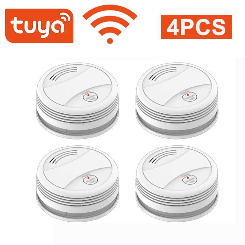 WiFi Smoke Detector 4PCS Sensor 85DB Alarm Fire Smoke Detector Wifi Fire Protection Home Security Alarm Tuya Smart Life APP
WiFi Smoke Detector 4PCS Sensor 85DB Alarm Fire Smoke Detector Wifi Fire Protection Home Security Alarm Tuya Smart Life APP