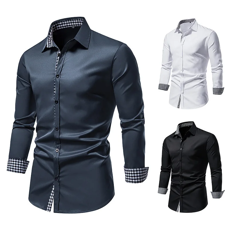 Men Shirts 2021 Autumn New Men's Color Matching Plaid Collar Long Sleeve Shirt Slim Mens Shirts Fashion La Ropa De Los Hombres
Men Shirts 2021 Autumn New Men's Color Matching Plaid Collar Long Sleeve Shirt Slim Mens Shirts Fashion La Ropa De Los Hombres