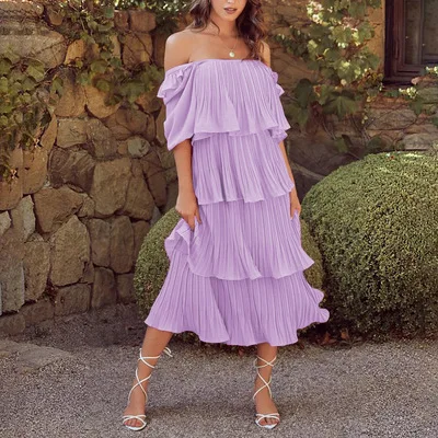 Summer Fashion New Women's Lantern Short Sleeve Square Neck Splicing Women's Solid Color Long Dress
Summer Fashion New Women's Lantern Short Sleeve Square Neck Splicing Women's Solid Color Long Dress