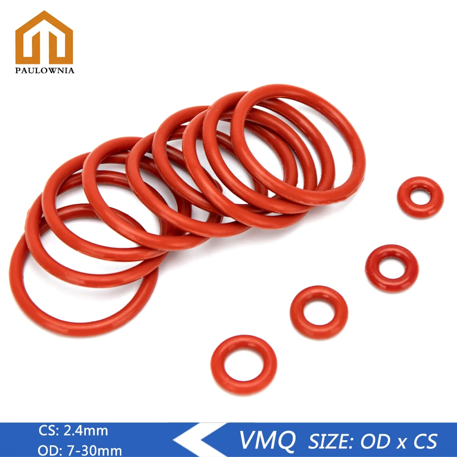 50pcs VMQ Silicone Rubber Sealing O-ring Replacement Red Seal O rings Gasket Washer OD 6mm-30mm CS 2.4mm DIY Accessories S85
50pcs VMQ Silicone Rubber Sealing O-ring Replacement Red Seal O rings Gasket Washer OD 6mm-30mm CS 2.4mm DIY Accessories S85