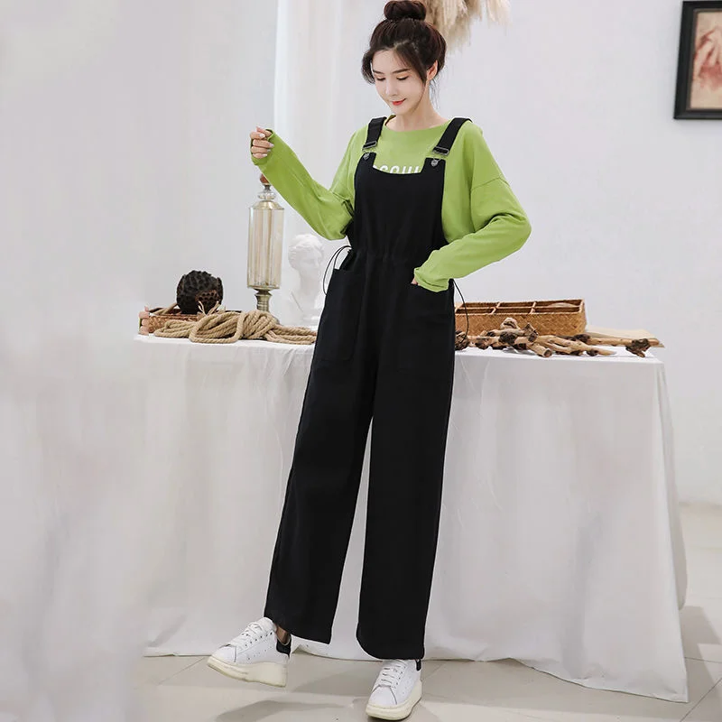 Women Jumpsuits Plus Velvet Solid Loose Full Length Overalls Pockets Drawstring Waist Korean Students Straight Trousers
Women Jumpsuits Plus Velvet Solid Loose Full Length Overalls Pockets Drawstring Waist Korean Students Straight Trousers