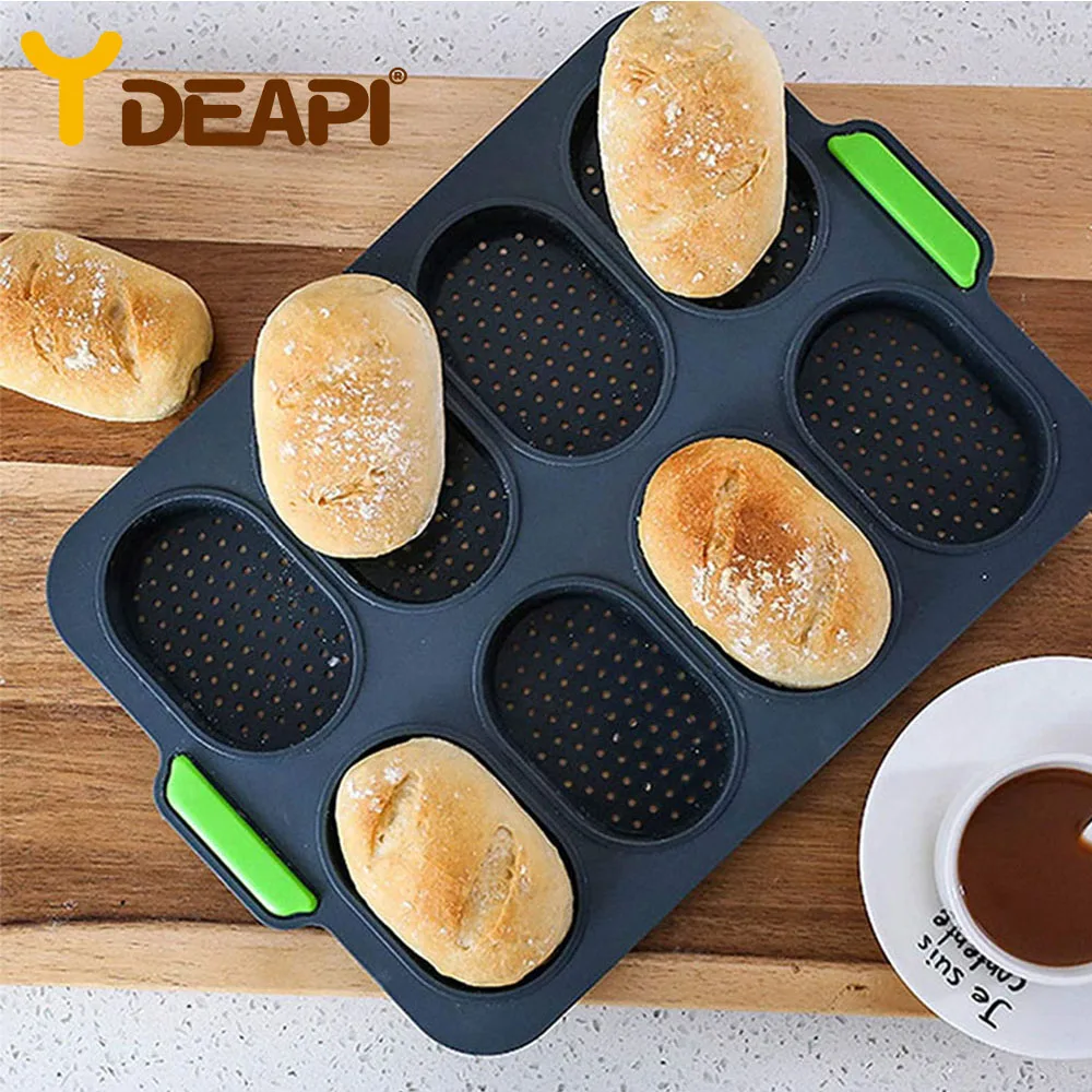 

YDEAPI 8 Cavity Bread Mold Silicone Baking Toast Moulds Home Cake Food Grade French Bread Biscuit Molds
