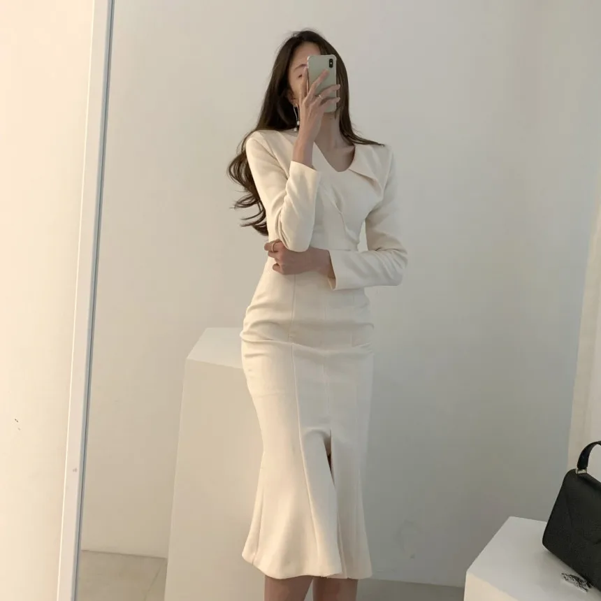 Female Elegant Office Lady Autumn Mermaid Dresses Spring Women long sleeve v neck Dress Slim Bodycon Dresses JK367
Female Elegant Office Lady Autumn Mermaid Dresses Spring Women long sleeve v neck Dress Slim Bodycon Dresses JK367