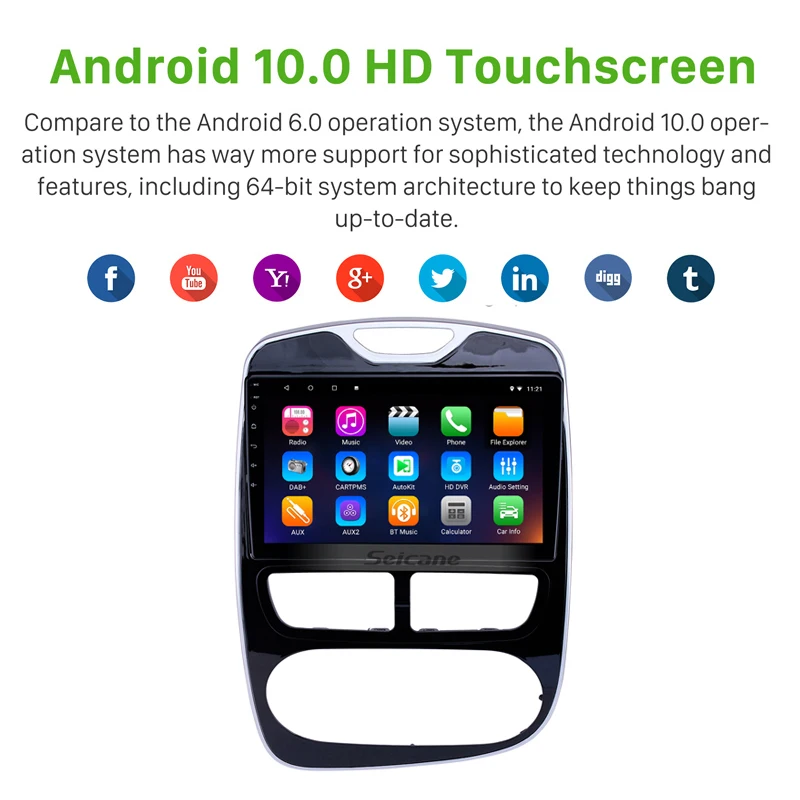 Seicane IPS Android 10 0 RAM 2G телефон плеер для 2012-2016 Renault Clio Digital/Analog с поддержкой OBD2 |