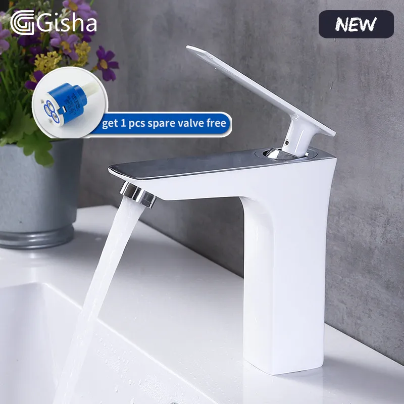 Gisha New Basin Faucet Water Tap Bathroom Faucet Solid White Zinc Alloy Cold & Hot Water Single Handle Water Sink Tap Mixer 
Gisha New Basin Faucet Water Tap Bathroom Faucet Solid White Zinc Alloy Cold & Hot Water Single Handle Water Sink Tap Mixer