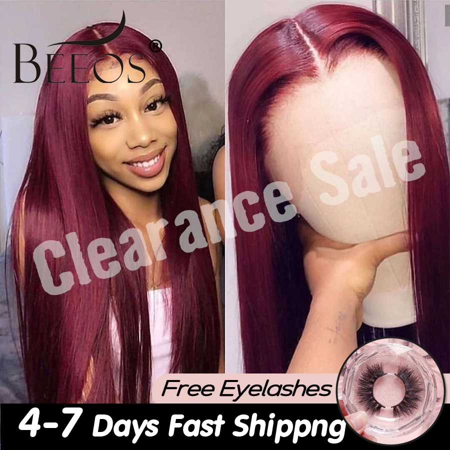 

Burgundy 99J 13*6 13x4 Deep Part Lace Front Human Hair Wigs With Baby Hair Straight Pre Plucked Hairline Wig Brazilian Remy Wigs