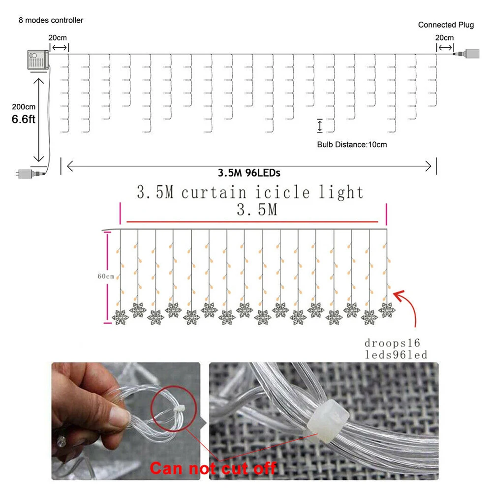 LED Waterproof Light String Outdoor Lanyard Extension Cord Garlands Decoration Lamp Christmas Tree Sandlot Curtain Lighting
LED Waterproof Light String Outdoor Lanyard Extension Cord Garlands Decoration Lamp Christmas Tree Sandlot Curtain Lighting