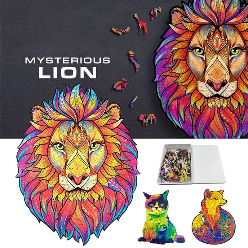 Wooden Puzzle For Adults Children DIY Mysterious lion Puzzles Each Piece Is Animal Shaped Gift Wooden Jigsaw Puzzle
Wooden Puzzle For Adults Children DIY Mysterious lion Puzzles Each Piece Is Animal Shaped Gift Wooden Jigsaw Puzzle