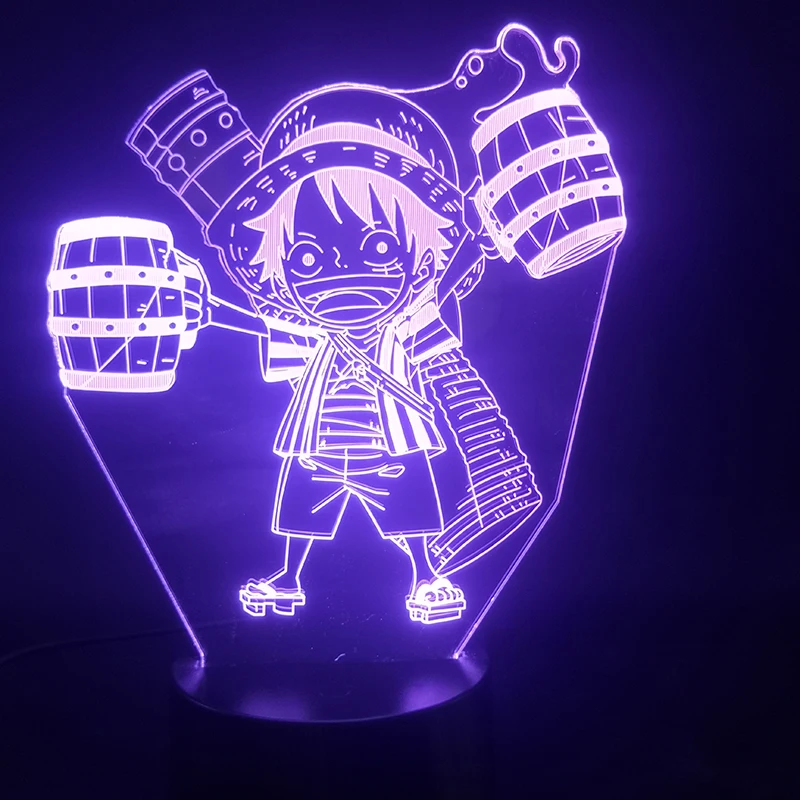 3d лампа мультяшная японская манга цельный Луффи лампе будильник база