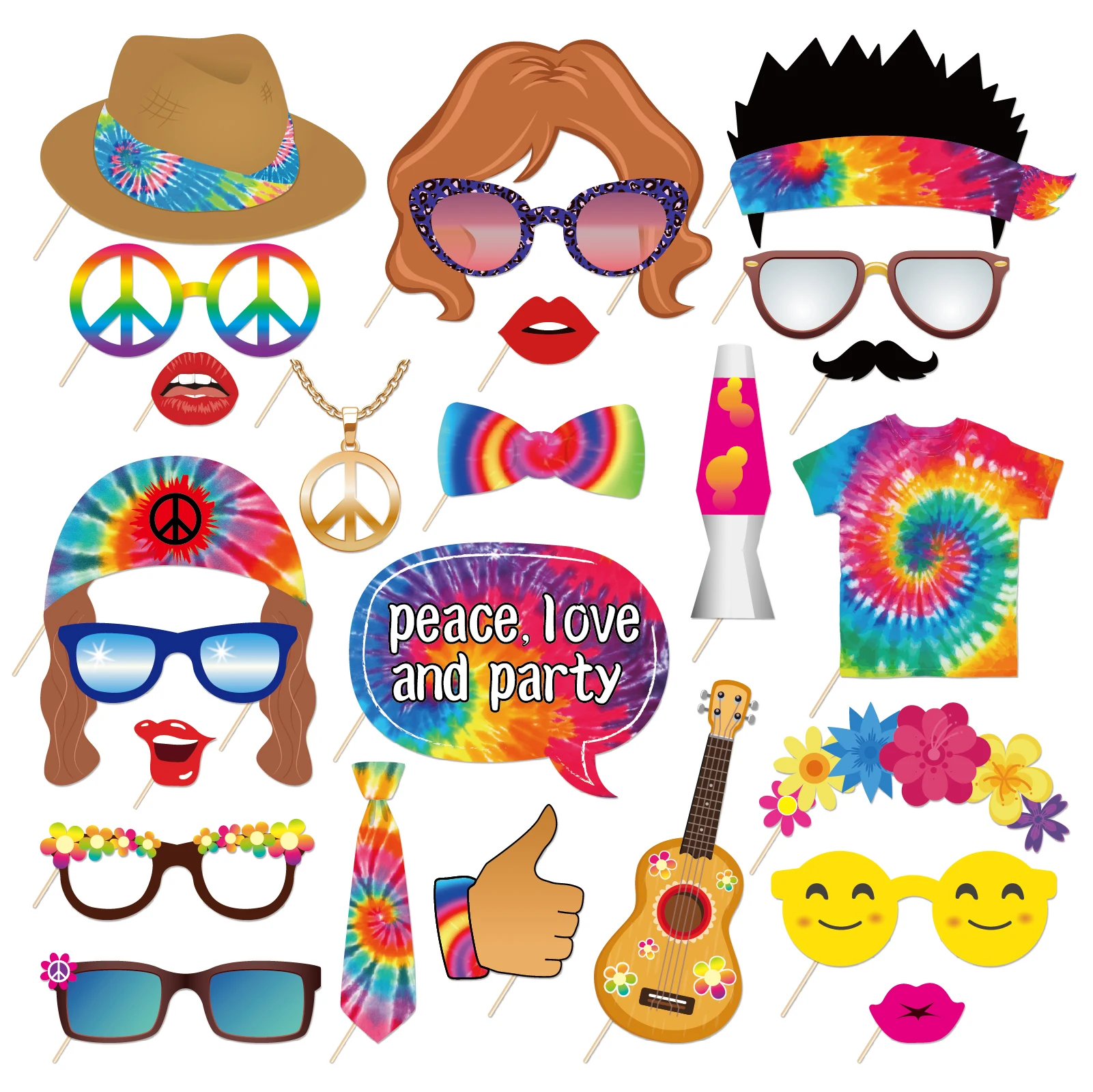 PZ224 25pcs/set Special Tie-dye Color Carnival Party Theme Birthday Photo Booth Props for Holiday Hawaii Summer Party Supplies
PZ224 25pcs/set Special Tie-dye Color Carnival Party Theme Birthday Photo Booth Props for Holiday Hawaii Summer Party Supplies
