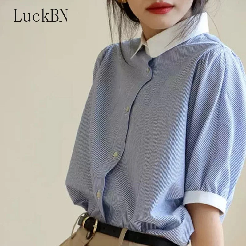 Shirts Women Fashion Design Striped Single Breasted Summer Female Cozy All Match Simple Elegant College Popular Casual Loose Ins
Shirts Women Fashion Design Striped Single Breasted Summer Female Cozy All Match Simple Elegant College Popular Casual Loose Ins