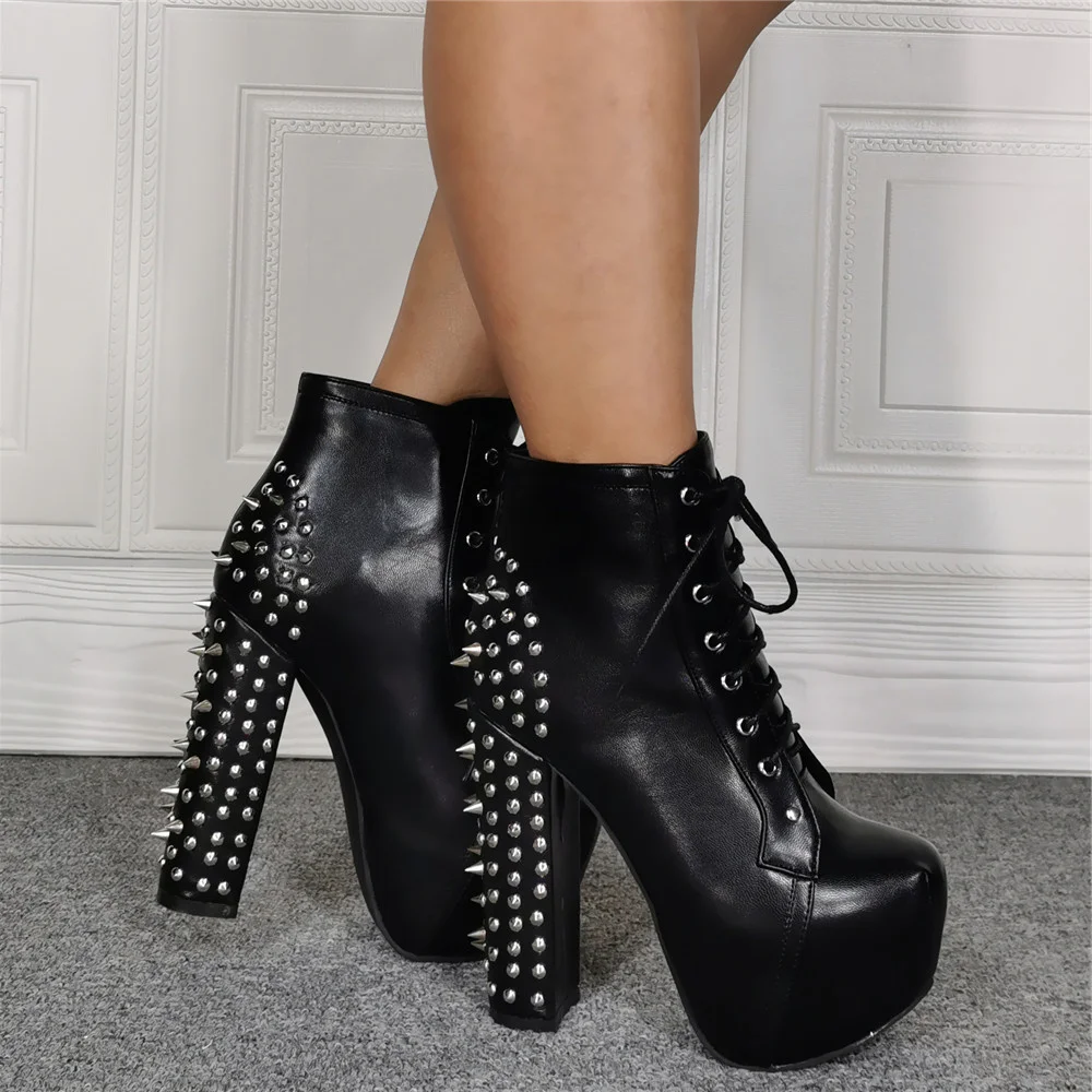 thick platform Sexy heel waterproof black rivet super high heel large size 43 women's fashion boot
thick platform Sexy heel waterproof black rivet super high heel large size 43 women's fashion boot