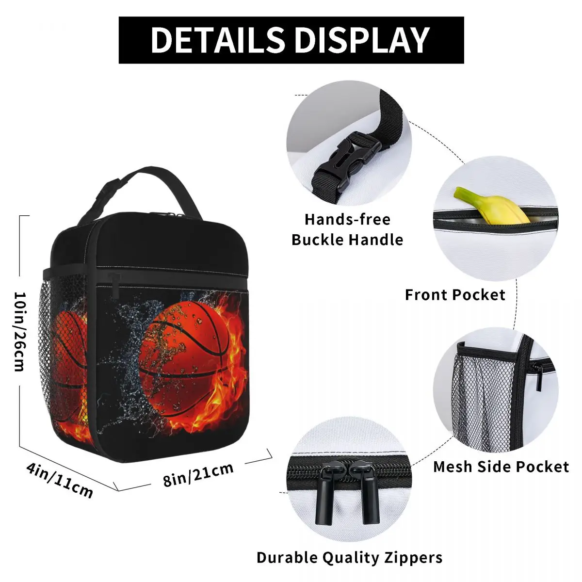 Fire Water Basketball Lunch Bag for Women Men Large Insulated Lunch Box with Water Bottle Holder and Pockets
Fire Water Basketball Lunch Bag for Women Men Large Insulated Lunch Box with Water Bottle Holder and Pockets