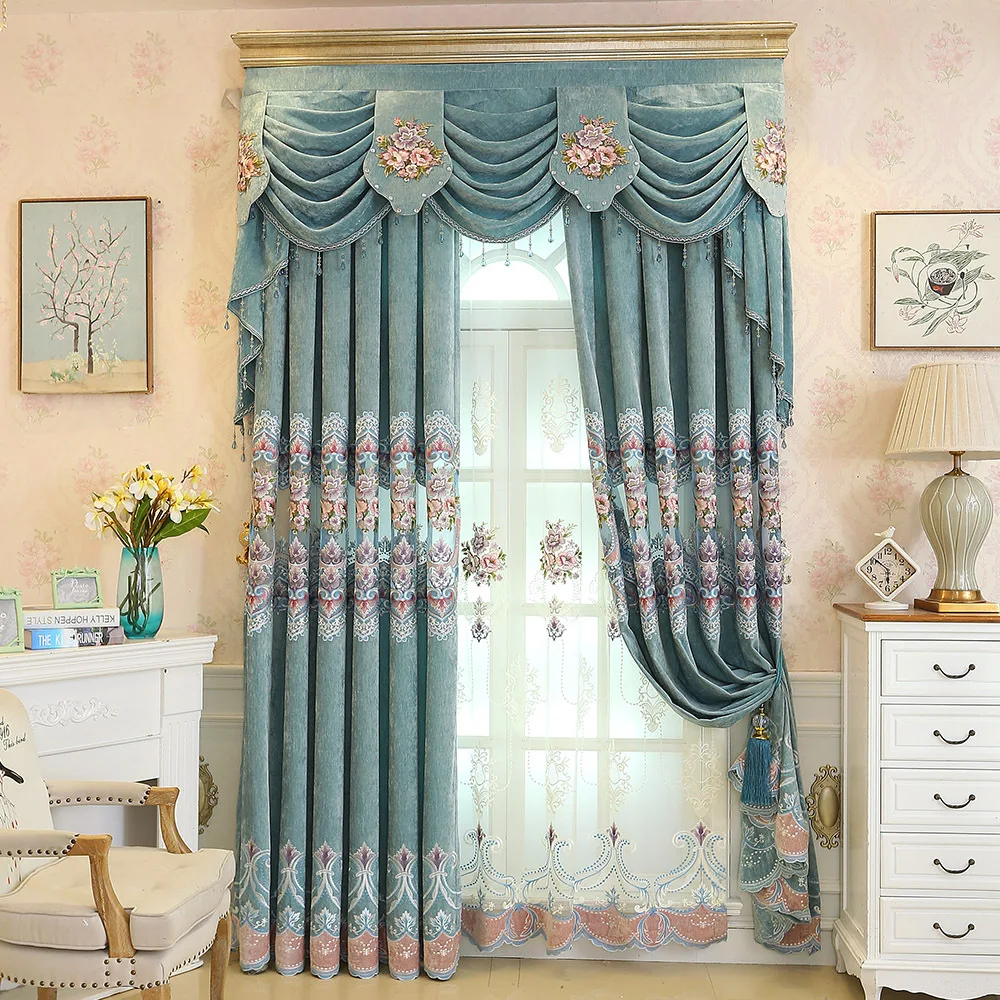 High-end Luxury Chenille Embroidered Window Curtains Fashion Living Room Bedroom Blackout Curtains 
High-end Luxury Chenille Embroidered Window Curtains Fashion Living Room Bedroom Blackout Curtains