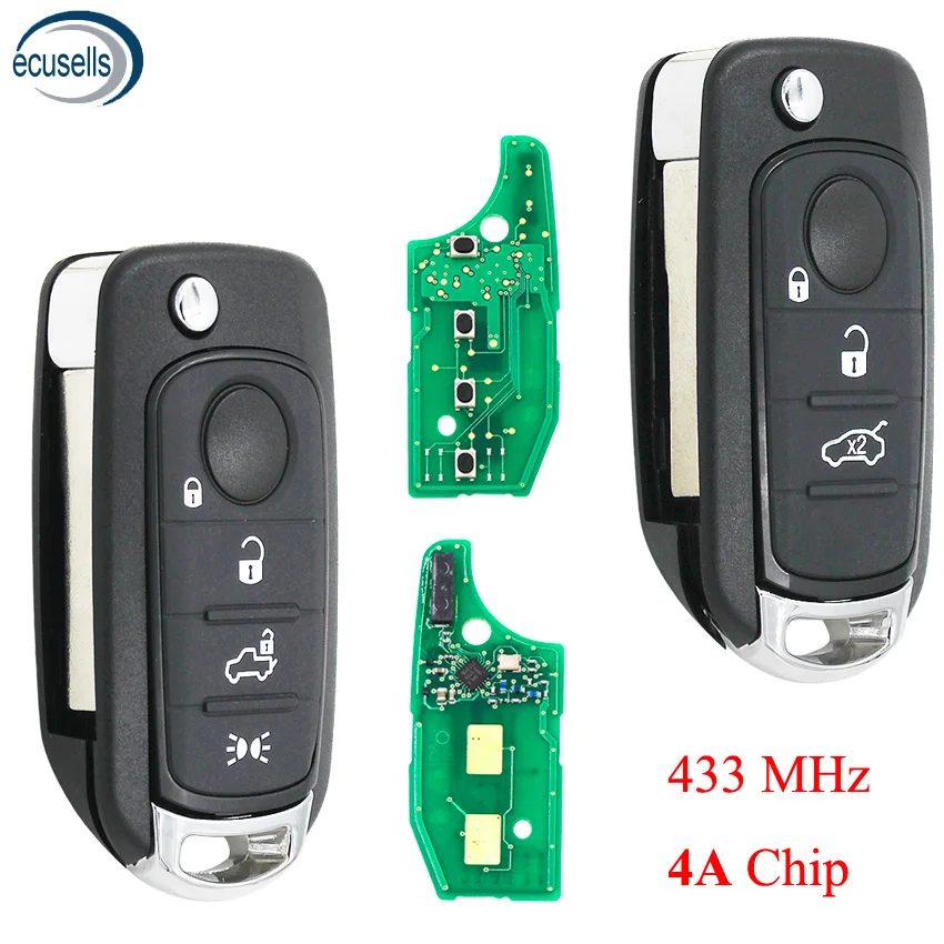 3 кнопки 4 Складной Дистанционный брелок 433 МГц 4A чип для Fiat 500 500X TIPO SIP22 лезвие |