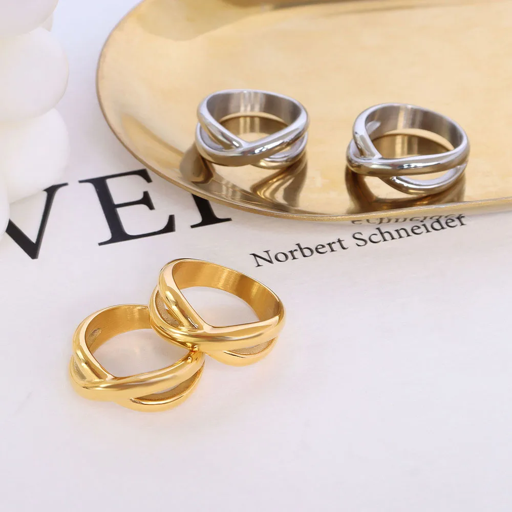 Women Hot Sell Fashion Waterproof Jewelry Stainless Steel Cross Misalignment Ring Minimalist Silver Gold Color Ring for Women
Women Hot Sell Fashion Waterproof Jewelry Stainless Steel Cross Misalignment Ring Minimalist Silver Gold Color Ring for Women