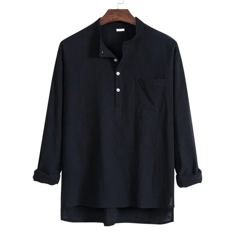 Men's Shirt Cotton Linen Stand Collar Short Sleeve Solid Blouse Streetwear Casual Breathable Men Brand Shirts Camisa Harajuku
Men's Shirt Cotton Linen Stand Collar Short Sleeve Solid Blouse Streetwear Casual Breathable Men Brand Shirts Camisa Harajuku