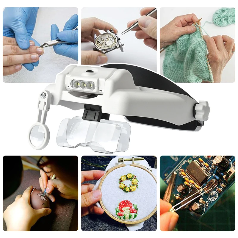 CN Headband Magnifier Multi-functional Loupe Led Head Mounted Magnifying Glass With 5 Replaceable Lenses Watchmaker Repair Tool
CN Headband Magnifier Multi-functional Loupe Led Head Mounted Magnifying Glass With 5 Replaceable Lenses Watchmaker Repair Tool