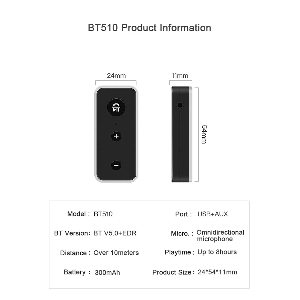 BT510 Bluetooth 5.0 Audio Receiver 3.5mm AUX Jack Car Speaker Headphone Adapter Portable Car Phones Charger Bluetooth
BT510 Bluetooth 5.0 Audio Receiver 3.5mm AUX Jack Car Speaker Headphone Adapter Portable Car Phones Charger Bluetooth