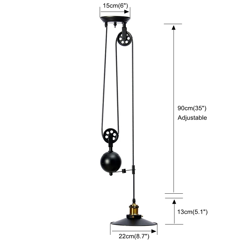 Mising E27 Single Vintage Loft Retro Pendant Light Sconce Hanging Pulley Lamp Fixtures Restaurant Bar Home Decoration
Mising E27 Single Vintage Loft Retro Pendant Light Sconce Hanging Pulley Lamp Fixtures Restaurant Bar Home Decoration